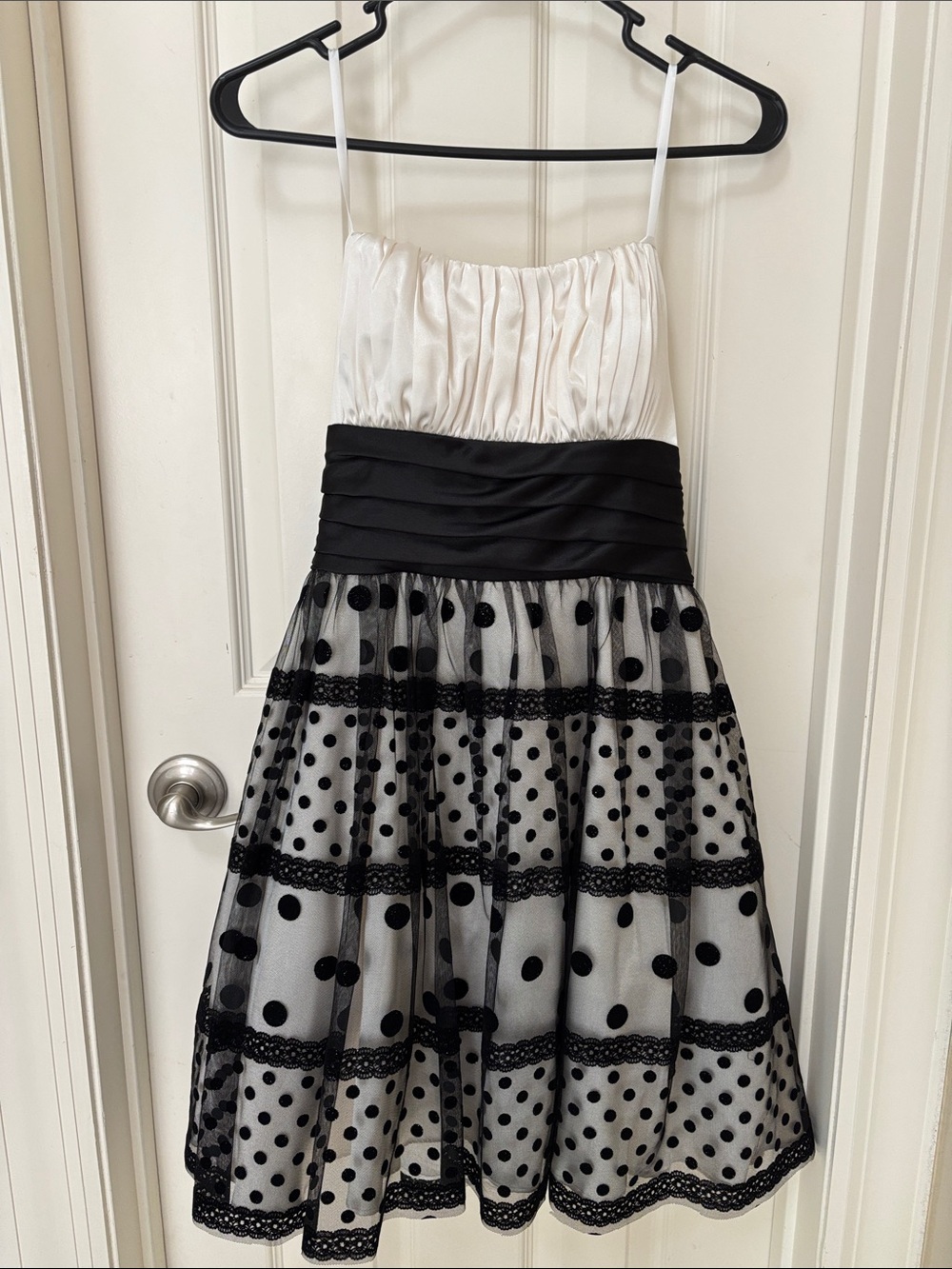Blondie Nites Black and White Polka Dot Fit-and-Flare Dress
